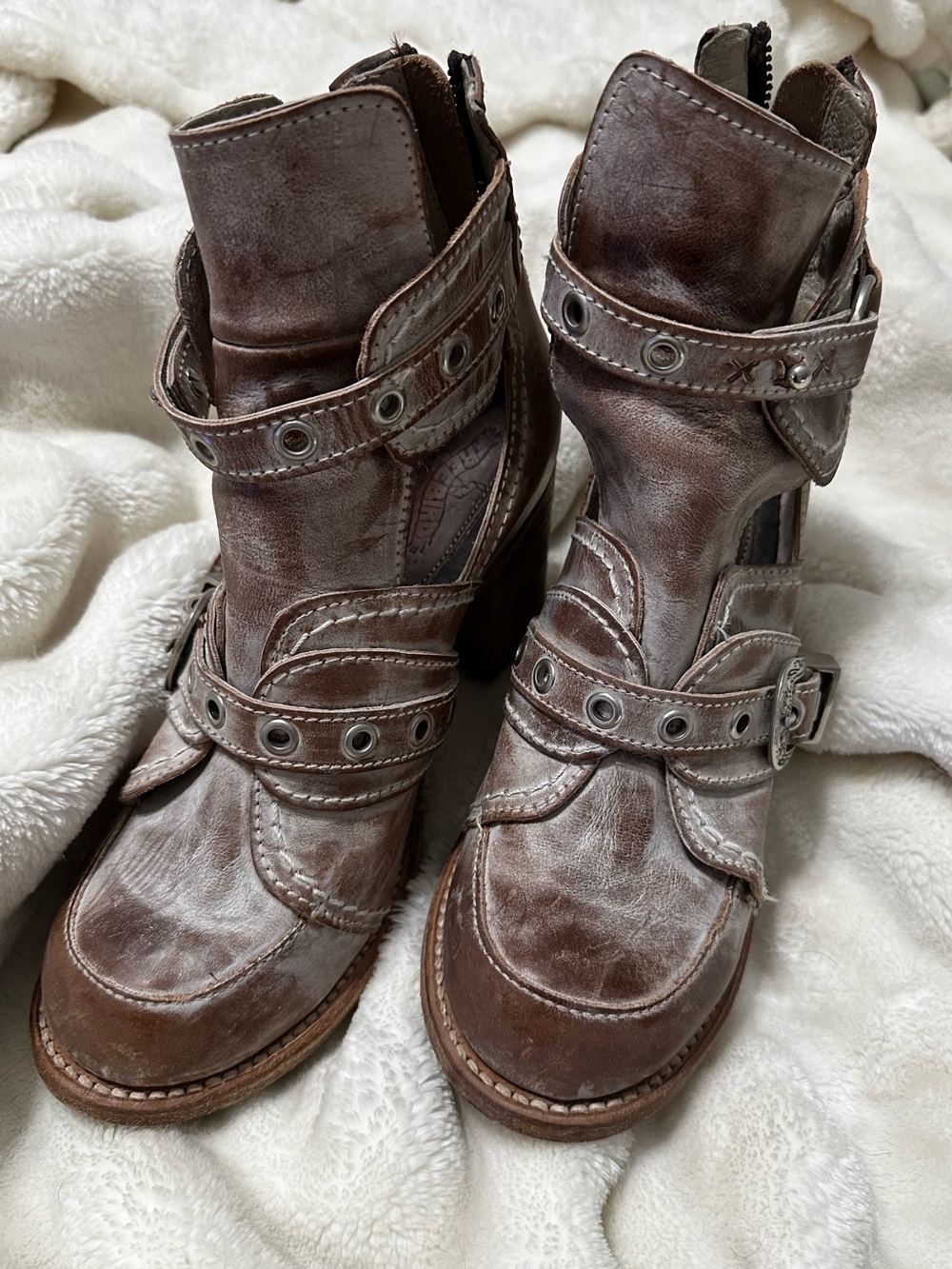 Freebird Sonoma Brown Women's Leather Ankle Boots with Buckle Straps
